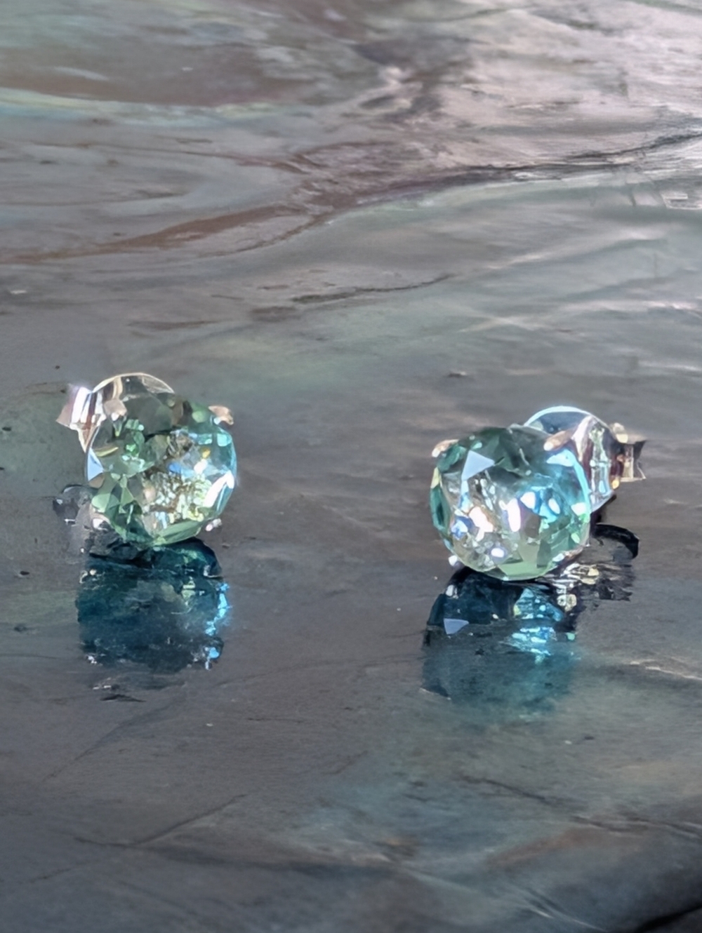 Brilliant Genuine Aquamarine Sterling Silver Stud Earrings 🆕 - Picture 2 of 8